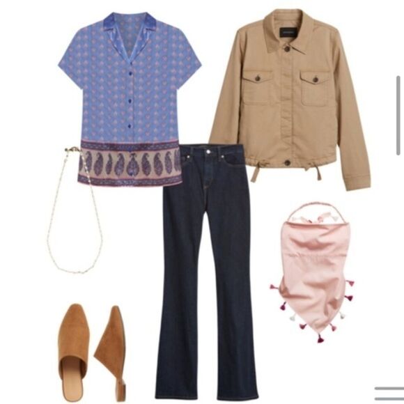 Banana Republic Border Print Boxy Shirt - Picture 5 of 14